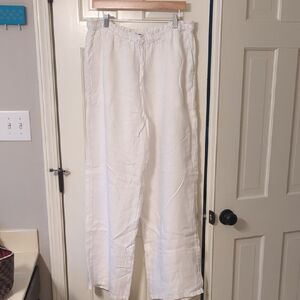 J. Crew White Linen Pants Large Tall